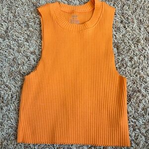 Aerie Orange Ribbed Cropped Tank